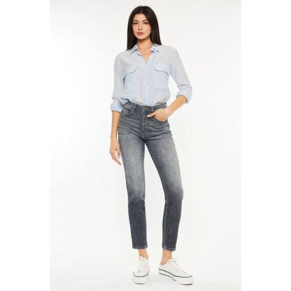 KanCan Taryn High Rise Cigarette Leg Stretch Jeans in Gray - Sz 9/28 - Picture 1 of 8